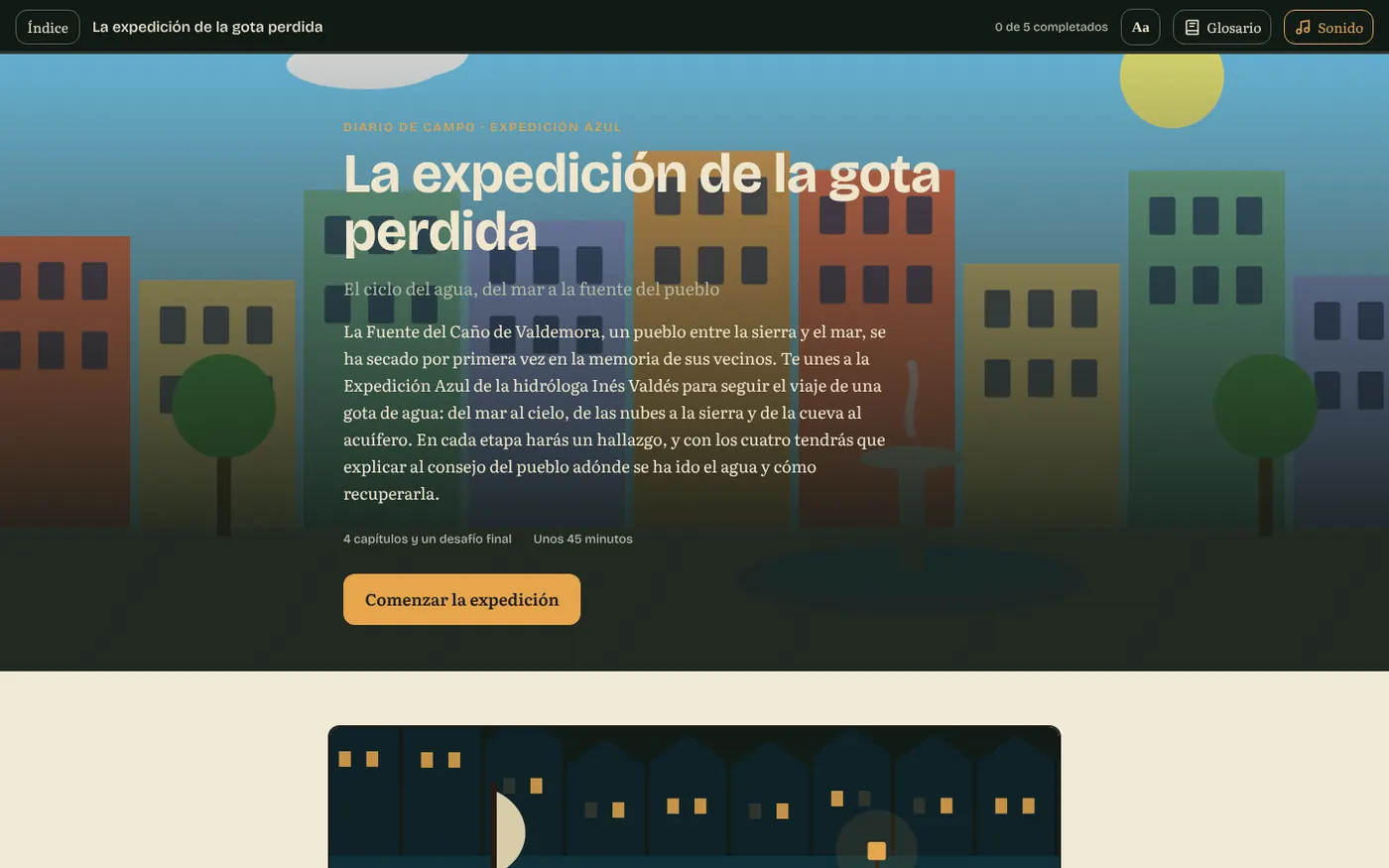 La expedición de la gota perdida en formato lección.